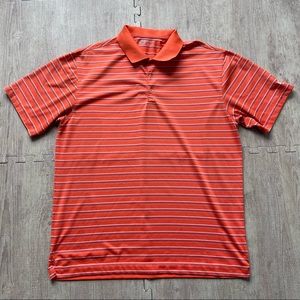 Nike Golf Fit Dry Polo Shirt Men’s XL Orange Blue/White Stripes Short Sleeve